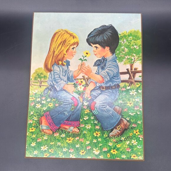 Vintage Wall Hanging 1970s Flower Power Hippie Kids Daisy Wm Otto Plaque Kitschy - Picture 2 of 9